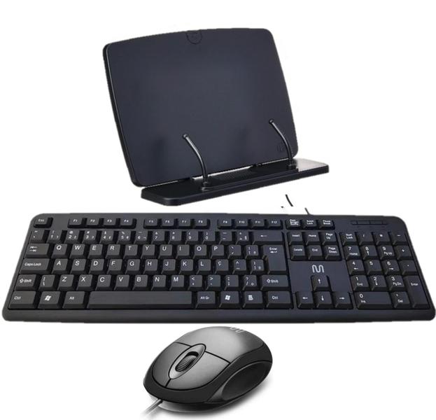 Imagem de Kit Multilaser Teclado E Mouse C/fio Usb + Apoio P/ Leitura e Tablet