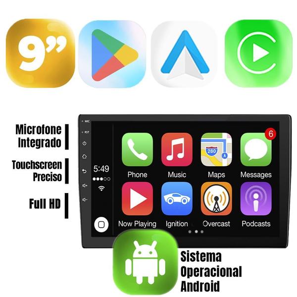 Imagem de Kit Multimidia Smart Fortwo 2011 12 13 14 15 9" Android Auto CarPlay Google Assistente Tv Online Bluetooth