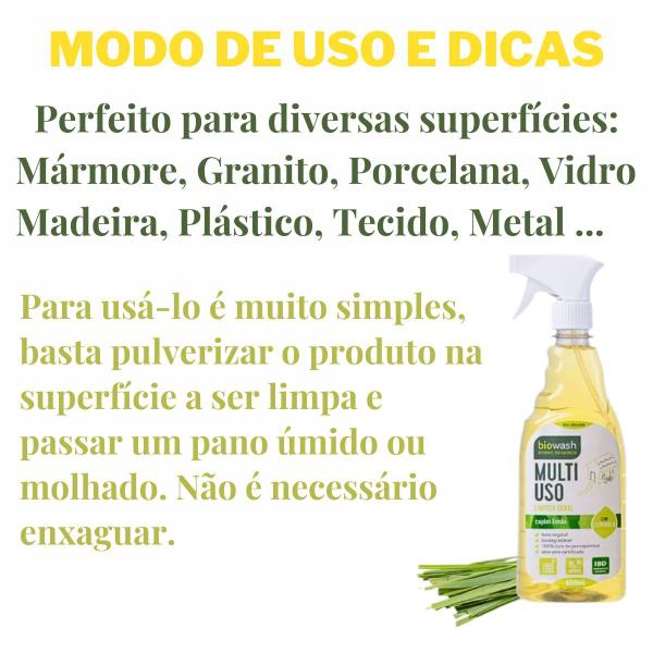 Imagem de KIt MultiUso Biodegradável Capim Limão 650ml + Refil Biowash