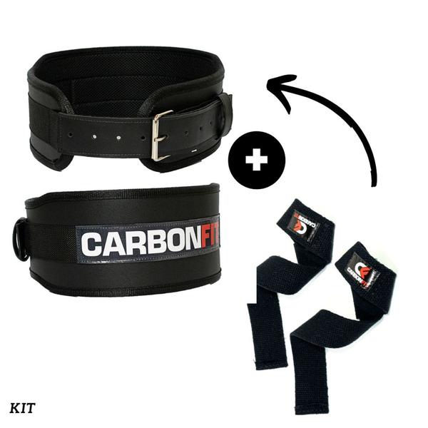 Imagem de Kit musculação cinto e strap carbonfitness cf