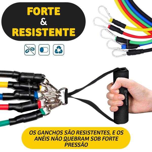 Imagem de Kit Musculação Em Casa Elasticos Extensores Premium