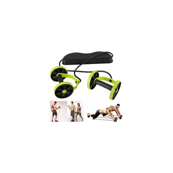 Imagem de Kit musculação fitness completo academia em casa elastico roda abdominal extensor p/ braços pernas