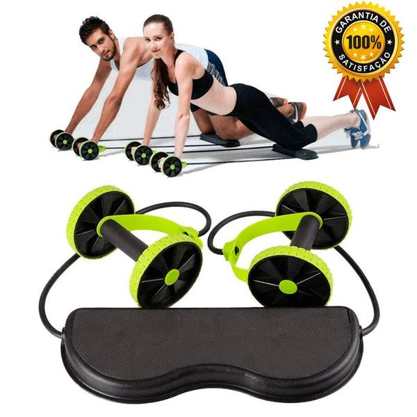 Imagem de Kit musculação fitness completo academia em casa revoflex elastico roda abdominal extensor para braços e pernas emagrace