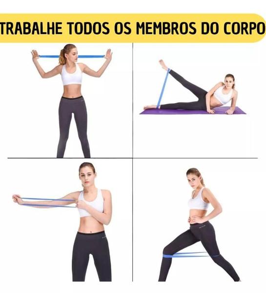 Imagem de KIT MUSCULAÇÃO TREINO em Casa ELÁSTICO EXTENSOR +5 Bandagens