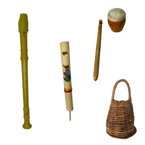Imagem de Kit Musical Inf. Flauta Plástica, De Êmbolo, Rói Rói, Caxixi