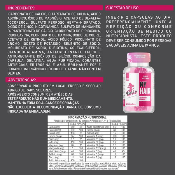 Imagem de Kit My Hair Rosie Nutrition + Biotina Pharma Pro - Suplementos com Biotina, Vitaminas e Minerais