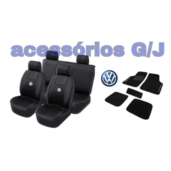 Imagem de kit n4 automotivo capa banco couro+acessórios p golf