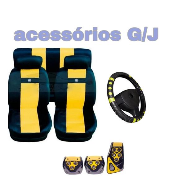 Imagem de kit n4/ capa p banco nylon amarelo+acessórios apollo