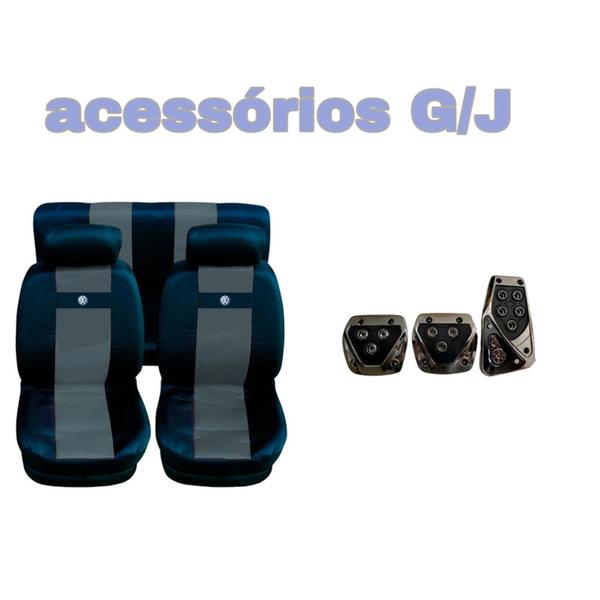 Imagem de kit n6/ capa p banco nylon cinza+acessórios Voyage