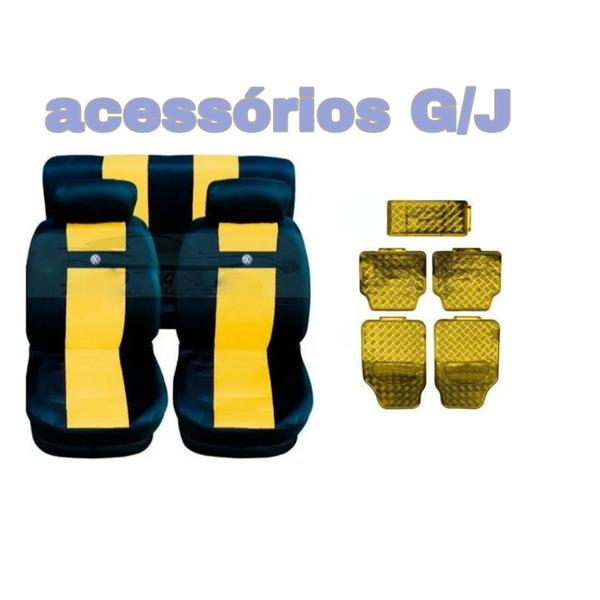 Imagem de kit n7/ capa p banco nylon amarelo+acessórios Voyage