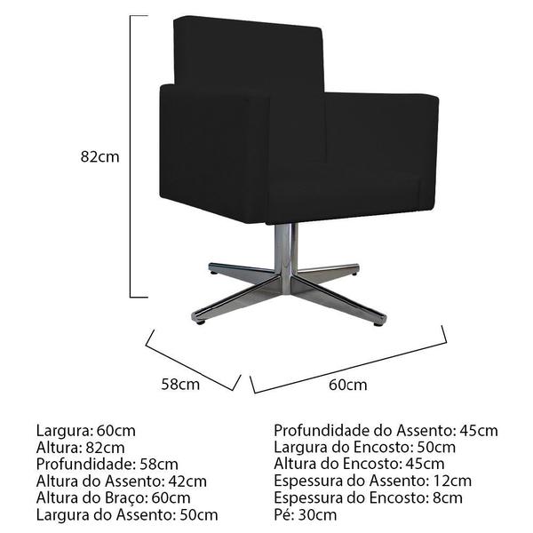 Imagem de Kit Namoradeira, 02 Poltronas Beatriz e 02 Puff Sofia Base Giratória de Metal Sala de Estar Tecido Sintético Preto