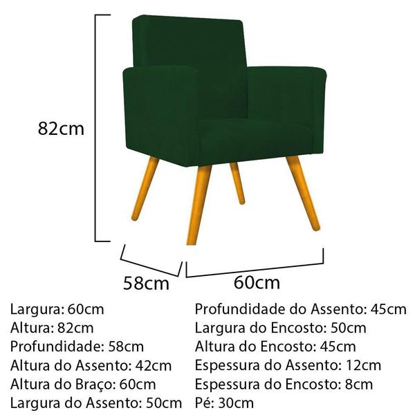 Imagem de Kit Namoradeira, 02 Poltronas Beatriz e 02 Puff Sofia Palito Mel Suede Verde - DAMAFFÊ MÓVEIS