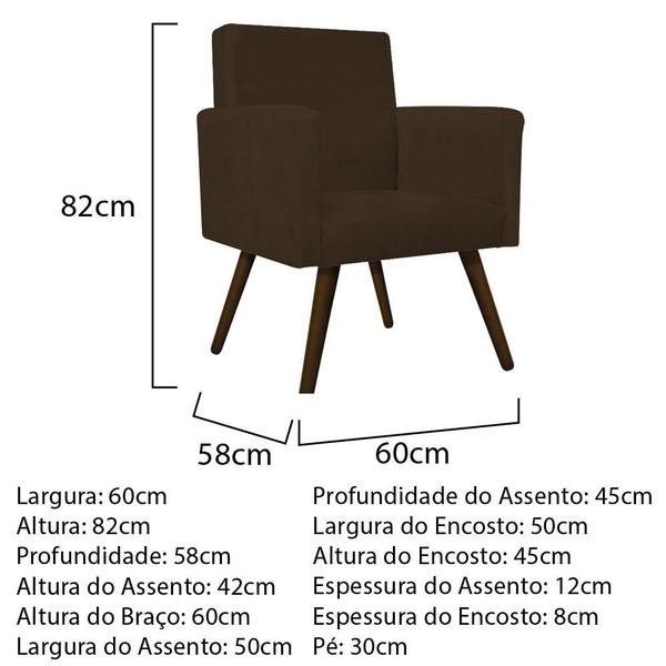 Imagem de Kit Namoradeira, 02 Poltronas Beatriz e Puff Sofia Palito Tabaco Suede Marrom - DAMAFFÊ MÓVEIS