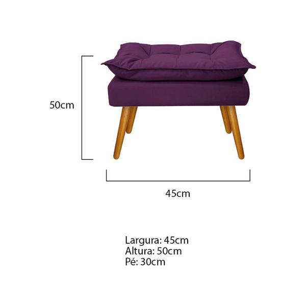 Imagem de Kit Namoradeira, 02 Poltronas e 02 Puff Opala Palito Mel Suede Roxo - ADJ Decor