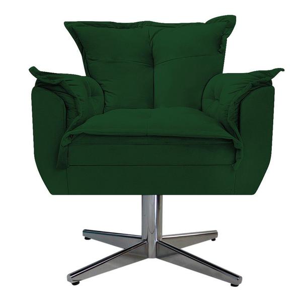 Imagem de Kit Namoradeira, 02 Poltronas e Puff Opala Base Giratória de Metal Suede Verde - ADJ Decor