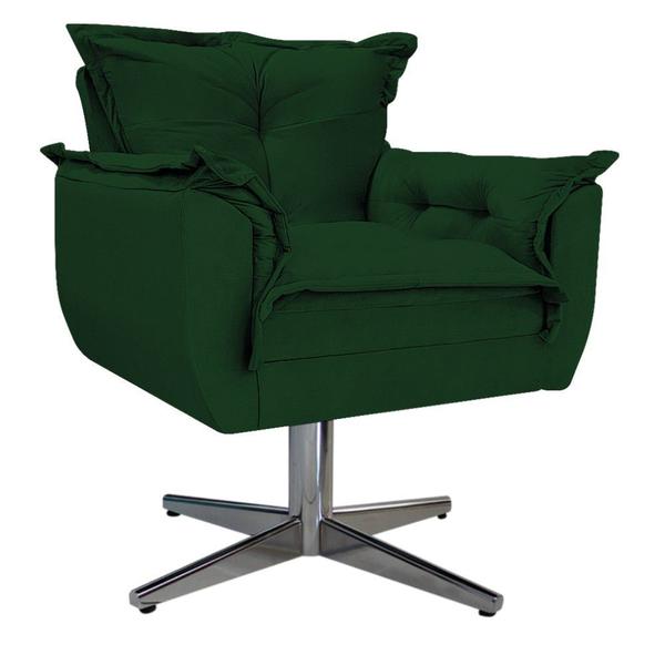 Imagem de Kit Namoradeira, 02 Poltronas e Puff Opala Base Giratória de Metal Suede Verde - ADJ Decor