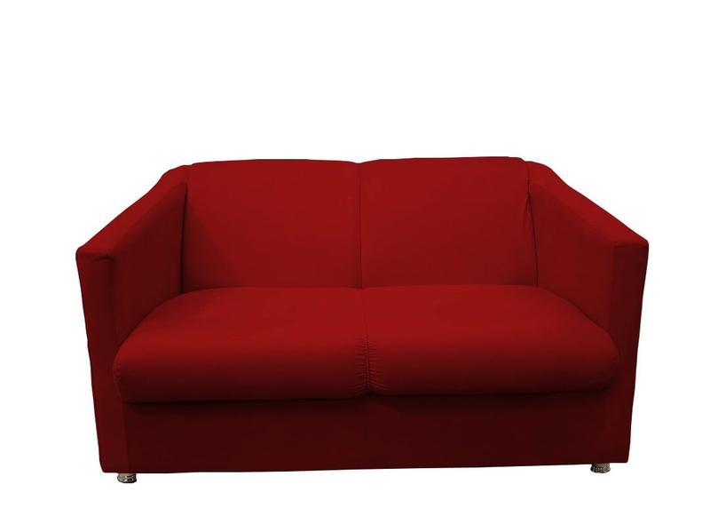 Imagem de Kit Namoradeira + 1 Poltrona Decorativa Biane Couro Vermelho Pés Cromado Mz Decor