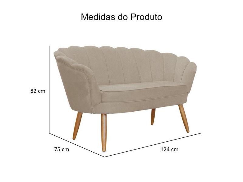 Imagem de Kit Namoradeira + 1 Poltrona Decorativa Pétala Suede Capuccino Pés Madeira Ms Decor