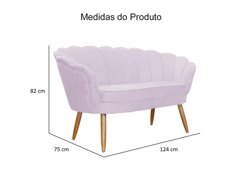 Imagem de Kit Namoradeira + 1 Poltrona Decorativa Pétala Suede Rosê Pés Madeira Mz Decor