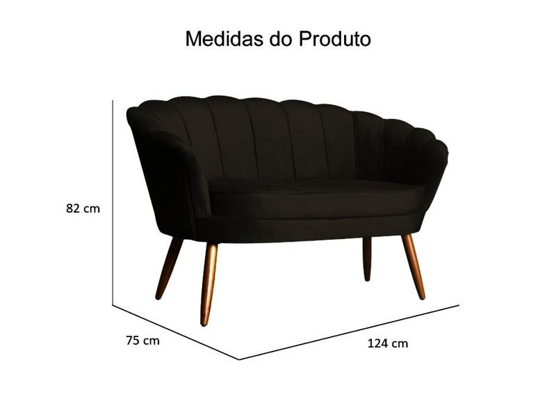 Imagem de Kit Namoradeira + 1 Poltrona Decorativa Pétala Veludo Marrom Pés Madeira Ms Decor