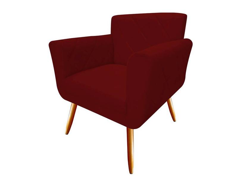 Imagem de Kit Namoradeira + 1 Poltrona Decorativa Sabrina Suede Marsala Pés Madeira Mz Decor