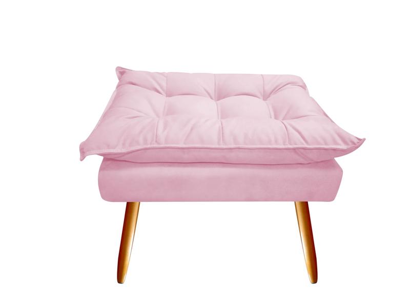 Imagem de Kit Namoradeira +1 Puff Puf Decorativo Opala Suede Rosa Bebê Pés Madeira Mz Decor