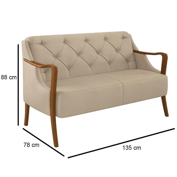 Imagem de Kit Namoradeira 135cm e 2 Poltronas Decorativas Capitonê Lapa M22 PU Bege - Mpozenato