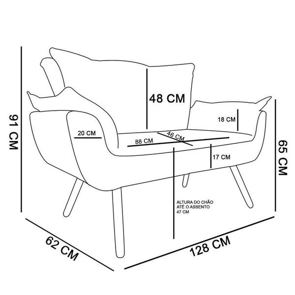 Imagem de Kit Namoradeira 2 Lugares E 1 Poltrona Decorativa Pés Palito Opla Suede Marrom - Ibiza