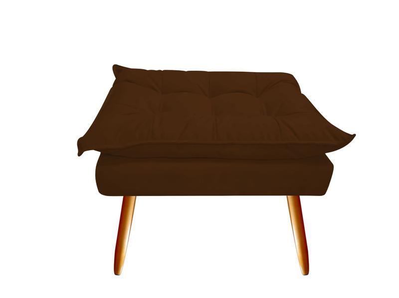 Imagem de Kit Namoradeira + 2 Poltronas + 1 Puff Decorativo Opala Suede Marrom Pés Madeira Ms Decor