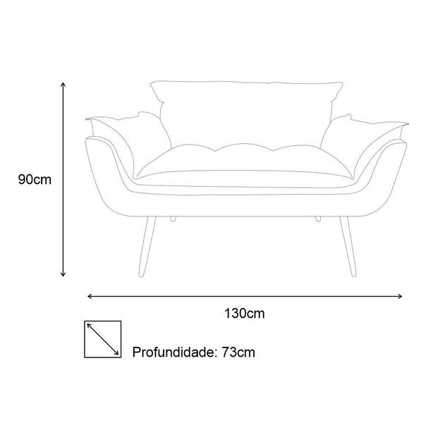 Imagem de Kit Namoradeira + 2 Poltronas + 1 Puff Decorativo Opala Suede Triângulo Pés Madeira Ms Decor