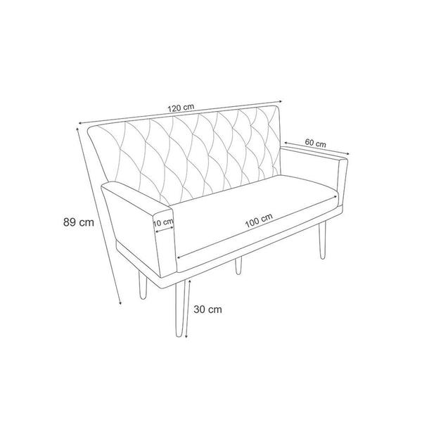 Imagem de Kit Namoradeira + 2 Poltronas Decorativa Aurora Suede Marrom Pés Madeira Ms Decor