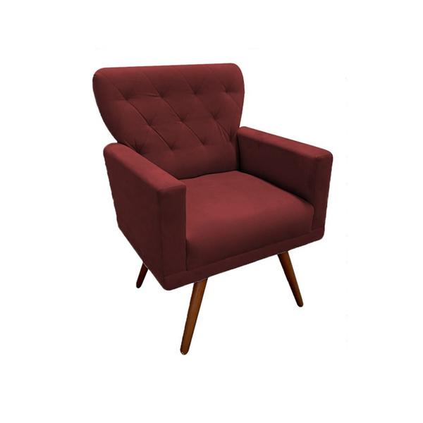 Imagem de Kit Namoradeira + 2 Poltronas Decorativa Aurora Suede Marsala Pés Madeira Mz Decor