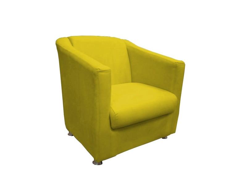 Imagem de Kit Namoradeira + 2 Poltronas Decorativa Biane Couro Amarelo Pés Cromado Ms Decor