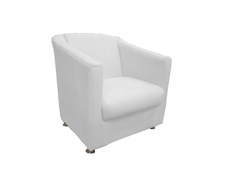 Imagem de Kit Namoradeira + 2 Poltronas Decorativa Biane Couro Branco Pés Cromado Mz Decor