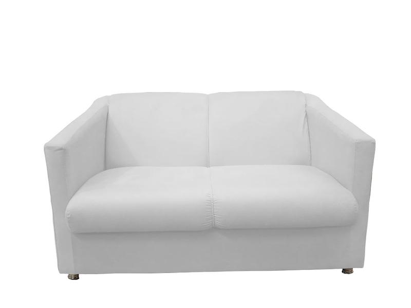 Imagem de Kit Namoradeira + 2 Poltronas Decorativa Biane Couro Branco Pés Cromado Mz Decor