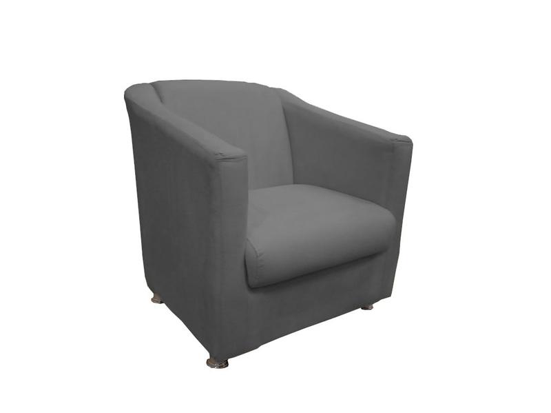 Imagem de Kit Namoradeira + 2 Poltronas Decorativa Biane Suede Cinza Pés Cromado Mz Decor