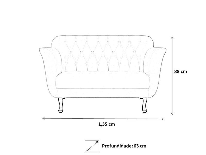 Imagem de Kit Namoradeira + 2 Poltronas Decorativa Dália Couro Branco Pés Madeira Ms Decor