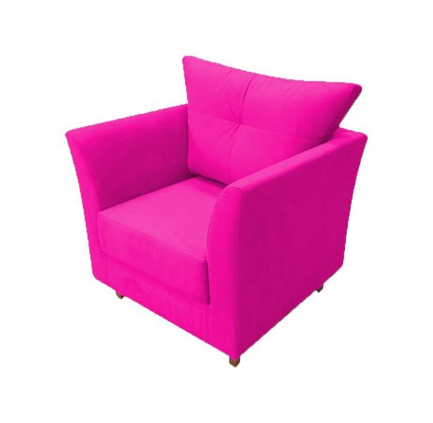 Imagem de Kit Namoradeira + 2 Poltronas Decorativa Isis + 1 Puff Retangular Couro Rosa Pink Pés Madeira Ms Decor