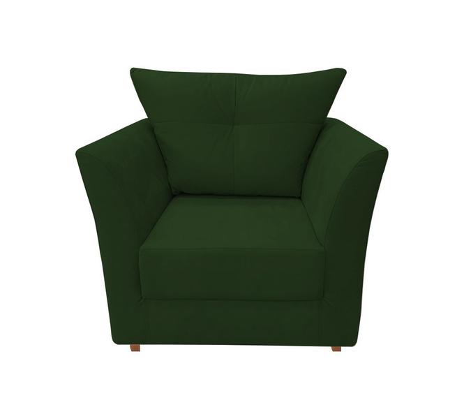 Imagem de Kit Namoradeira + 2 Poltronas Decorativa Isis + 1 Puff Retangular Suede Verde Pés Madeira Mz Decor