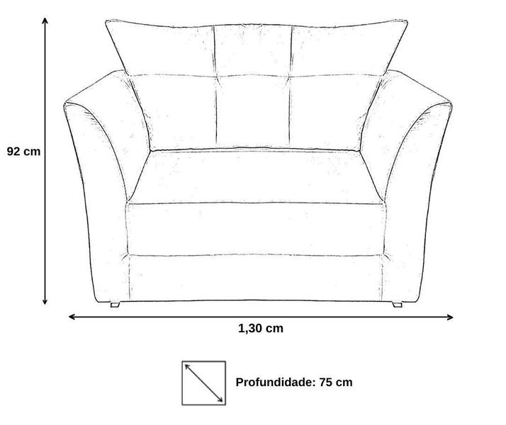 Imagem de Kit Namoradeira + 2 Poltronas Decorativa Isis Couro Marrom Pés Madeira Ms Decor