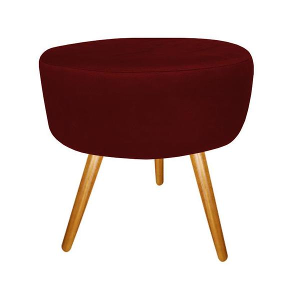 Imagem de Kit Namoradeira + 2 Poltronas Decorativa Nina Capitonê + Puff Redondo Suede Marsala Pés Madeira Ms Decor