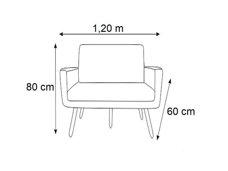 Imagem de Kit Namoradeira + 2 Poltronas Decorativa Nina Suede Cinza Pés Madeira Ms Decor