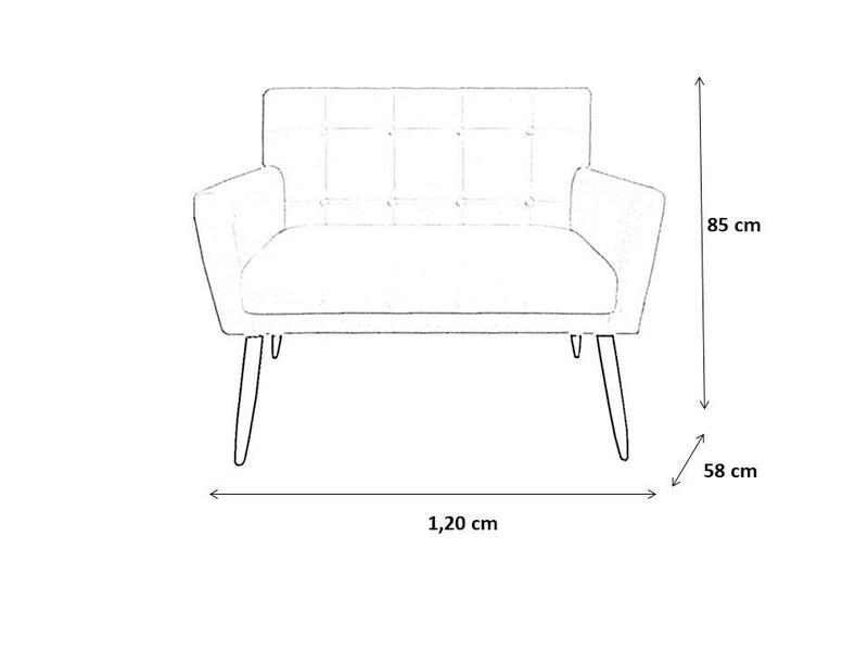 Imagem de Kit Namoradeira + 2 Poltronas Decorativa Onix Couro Bege Pés Madeira Mz Decor