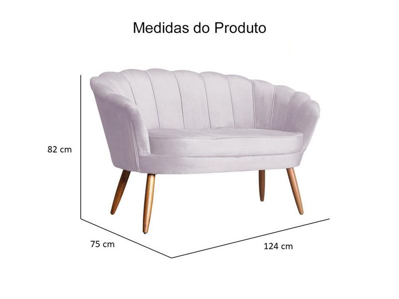 Imagem de Kit Namoradeira + 2 Poltronas Decorativa Pétala Veludo Rosê Pés Madeira Mz Decor