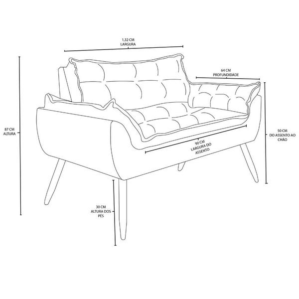 Imagem de KIT Namoradeira + 2 Poltronas Decorativas Luxo Sala de Estar