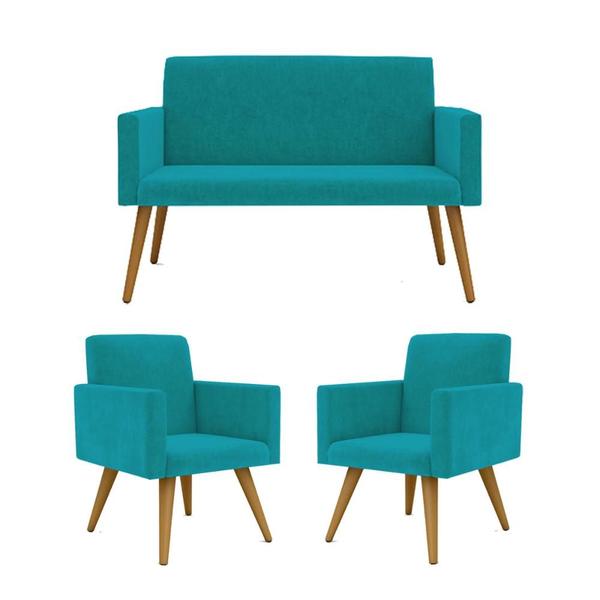 Imagem de KIT Namoradeira + 2 Poltronas Decorativas Sala Oferta