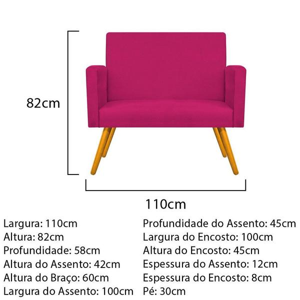 Imagem de Kit Namoradeira Arenzza e 02 Puffs Sofia Base Giratória de Madeira Sala de Espera Recepção Suede Pink - KDAcanto Móveis