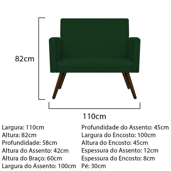 Imagem de Kit Namoradeira Arenzza e Puff Sofia Palito Tabaco Suede Verde - DAMAFFÊ MÓVEIS