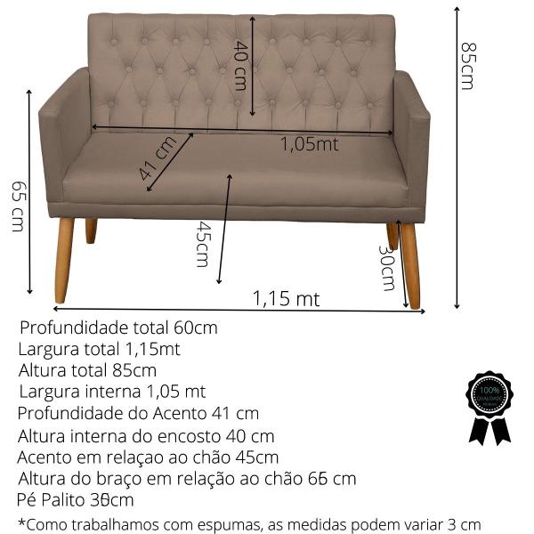 Imagem de Kit Namoradeira com Poltrona Capitone para Sala de Espera Recepção ambiente pequeno