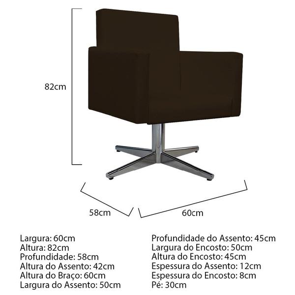 Imagem de Kit Namoradeira e 02 Poltronas Arenzza Base Giratória de Metal Sala de Estar Recepção Tecido Sintético Marrom - KDAcanto Móveis